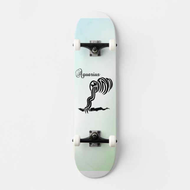 Vattumannens stjärntecken och symbol blågrön mini skateboard bräda 18,5 cm (Framsida)
