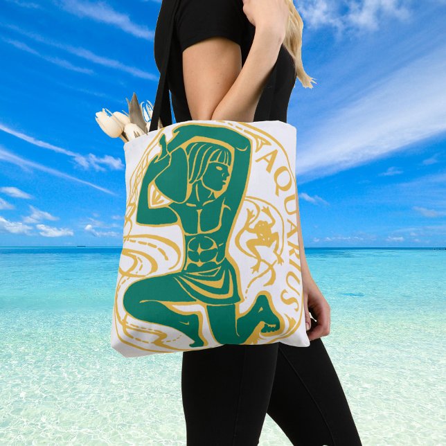 Vattumannens stjärntecken på en tygkasse (aquarius star sign shoulder bag)