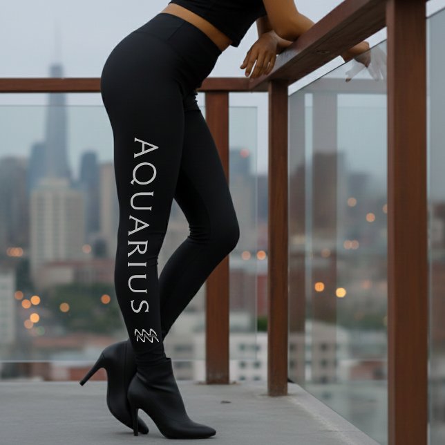 Vattumannens stjärntecken silver svart astrologi f leggings (Skapare uppladdad)