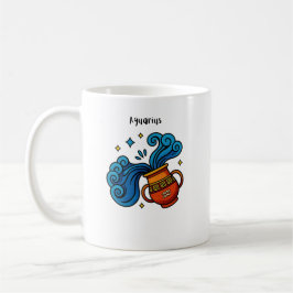 Vattumannens stjärntecken tecknad illustration kaffemugg
