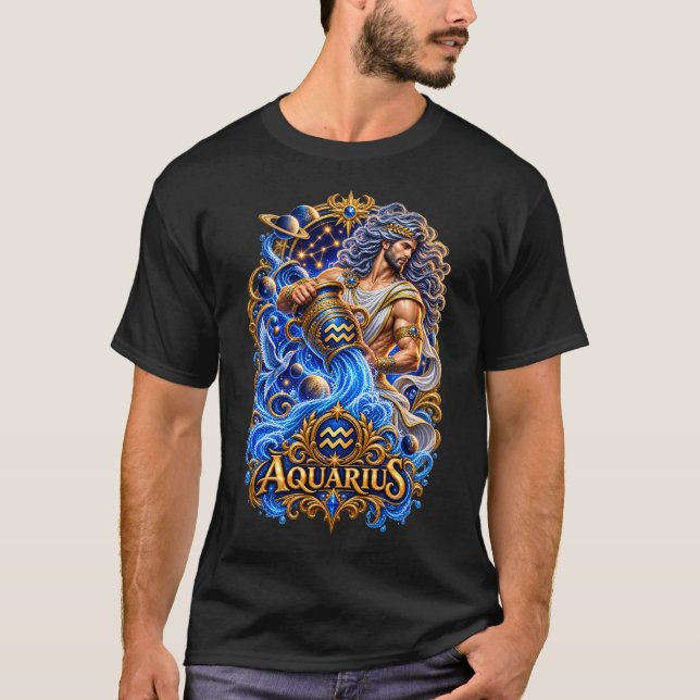 Vattumannens stjärntecken Vattumannen – Celestial  T Shirt (Framsida)