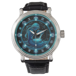 Vattumannens tecken vacker digital illustration armbandsur