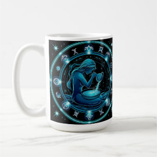 Vattumannens tecken vacker digital illustration kaffemugg