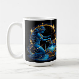 Vattumannens tecken Vacker digital illustration Kaffemugg