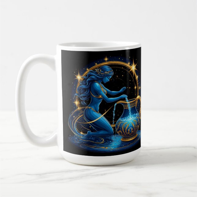 Vattumannens tecken Vacker digital illustration Kaffemugg (Vänster)