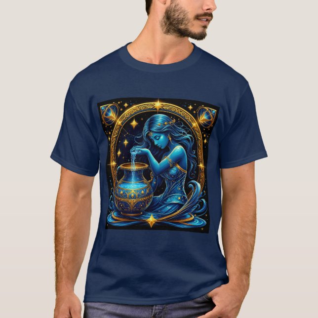 Vattumannens tecken Vacker digital illustration T Shirt (Framsida)