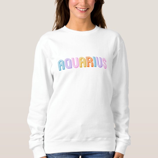 Vattumannens typografi trendig zodiak färgglad skj t shirt (Framsida)