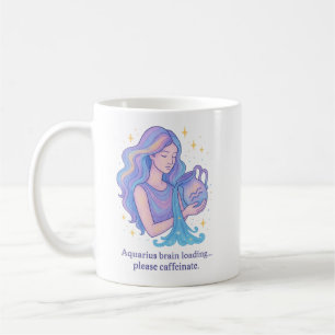 Vattumannens Zodiakmugg – Hjärnan laddar, vänligen Kaffemugg