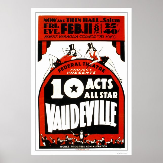 Vaudeville All Star 1938 WPA Poster (Framsidan)