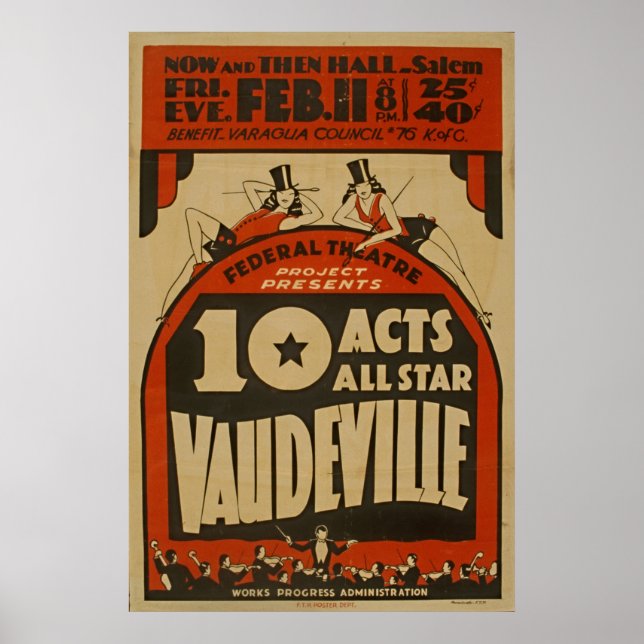 Vaudeville All Star 1938 WPA Vintage affisch (Framsidan)