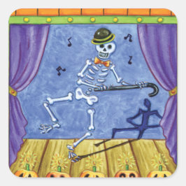 Vaudeville Skeleton Fyrkantigt Klistermärke