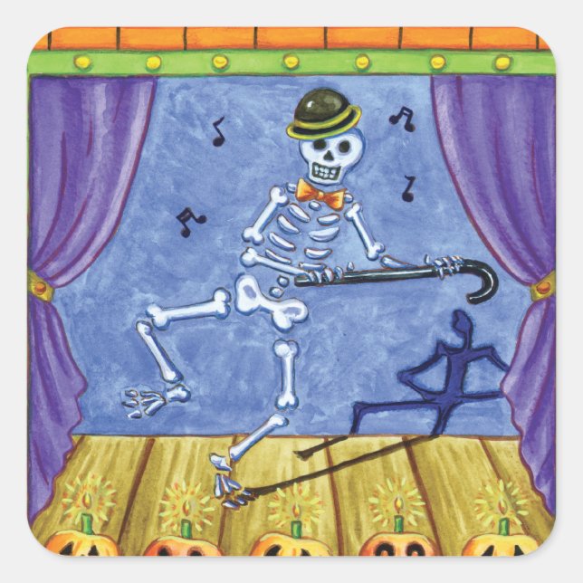 Vaudeville Skeleton Fyrkantigt Klistermärke (Framsida)
