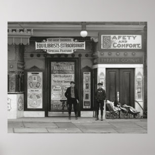 Vaudeville-teater, 1910. Gammalt foto Poster