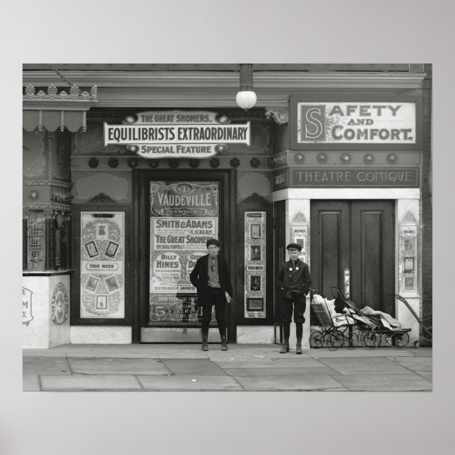 Vaudeville-teater, 1910. Gammalt foto Poster (Framsidan)