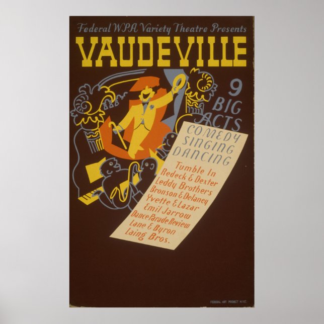 Vaudeville WPA Vintage Theater Poster (Framsidan)