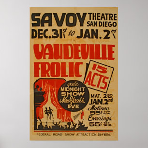 VaudevilleFrolic 15 agerar den midnatta showen WPA Poster