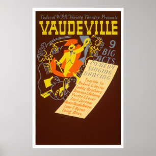 Vaudevillevintage affisch - stora 9 agerar
