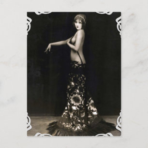 Vaudville Showgirl Vintage Postcard Vykort