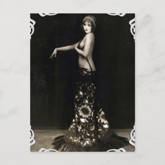 Vaudville Showgirl Vintage Postcard Vykort