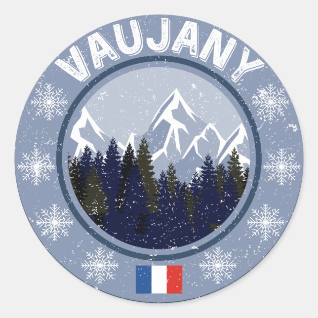 Vaujany Station de Ski Runt Klistermärke (Framsida)