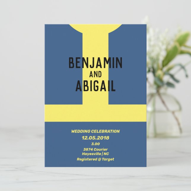 Vaultinbjudan till Modern Geek Nerd Gamer Blue Gul Inbjudningar (Stående Fram)