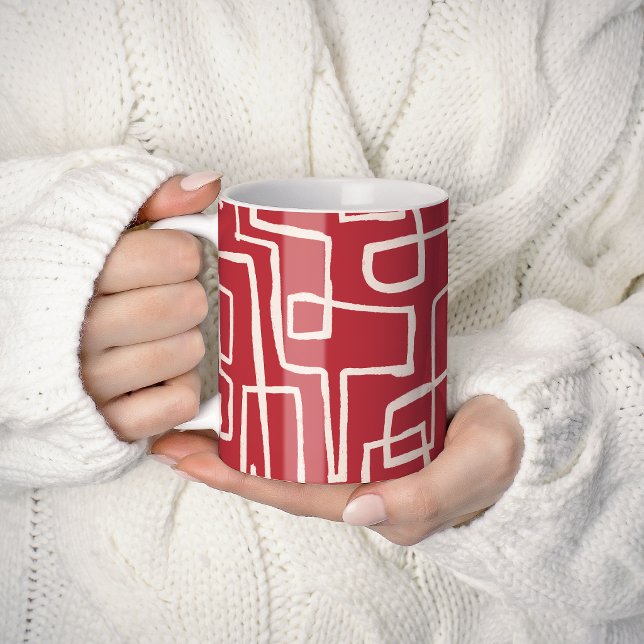 Väv Sip Röd Vit Kaffemugg (Skapare uppladdad)