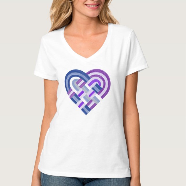Vävd Heart Butch Lesbisk Pride Flagga Lila Blue T Shirt (Framsida)