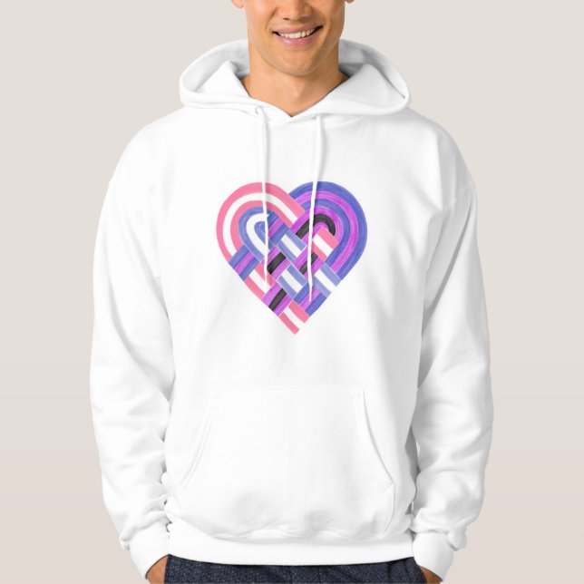 Vävd Heart Genderfluid Pride Flagga Blue Hoodie (Framsida)