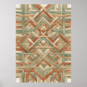 Vävd korgfläta geometriskt mönster konst poster