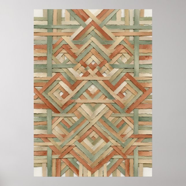 Vävd korgfläta geometriskt mönster konst poster (Framsidan)