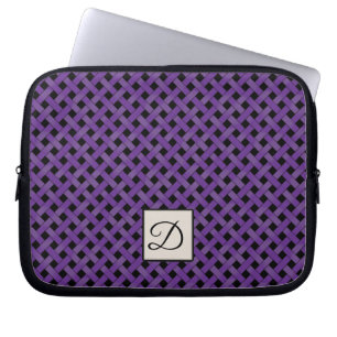 Vävd Lila Rattan på Anpassningsbar Black med Monog Laptop Sleeve