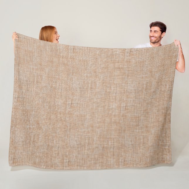 Vävd linnetextur i varmt naturligt beige fleecefilt (På plats)