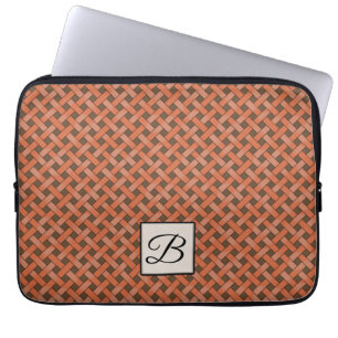 Vävd Orange Rattan på Anpassningsbar Brown med M Laptop Fodral