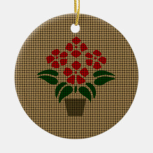 Vävd röd julstjärna julgransprydnad keramik