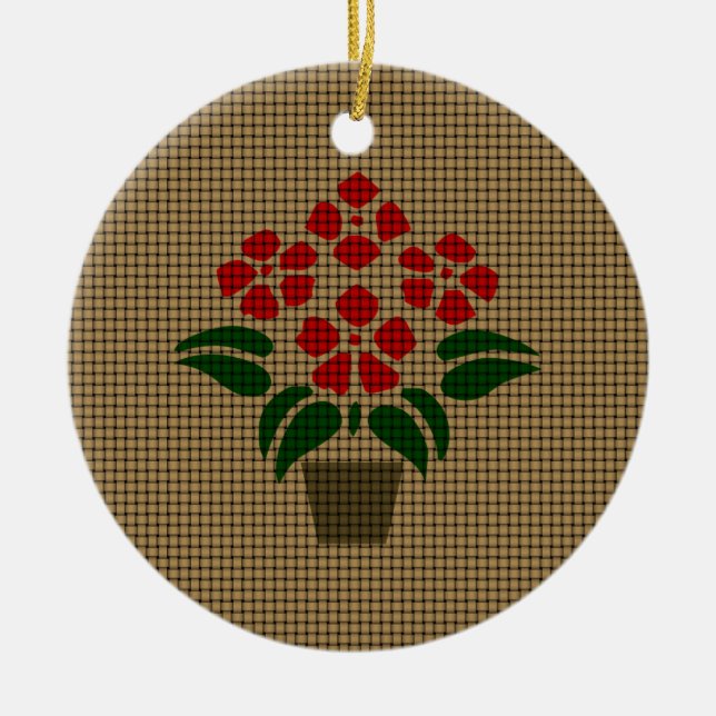 Vävd röd julstjärna julgransprydnad keramik (Framsidan)