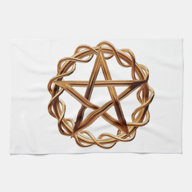 Vävd Wicca-pentagram Kökshandduk (Horisontell)