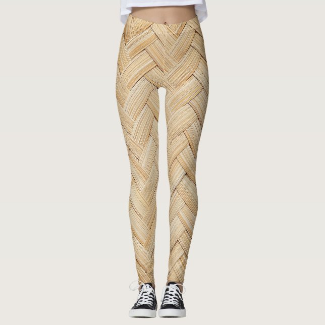 Vävda bamboo Abstrakt Struktur Background. Leggings (Framsida)
