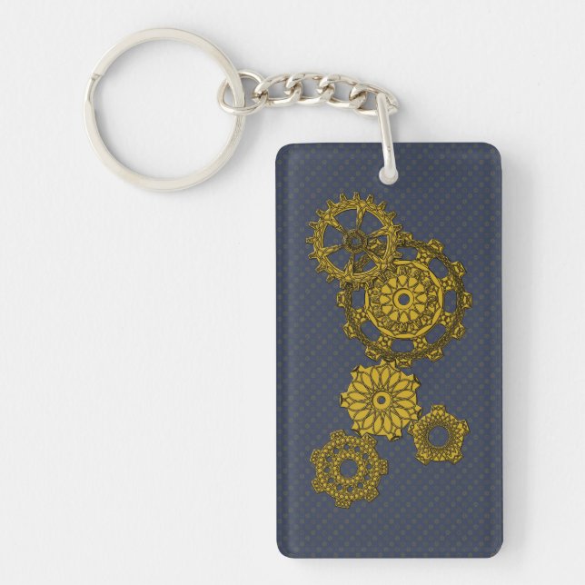Vävda Clockwork Acrylic Keychain (Framsidan)