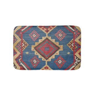 Vävda Kilim-färgade Royal blå Gult Badrumsmatta