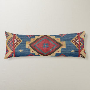 Vävda Kilim-färgade Royal blå Gult Kroppskudde
