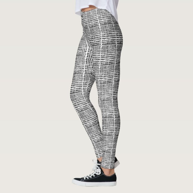 Vävda Silver och svart och grafiskt krångel Leggings (Vänster)