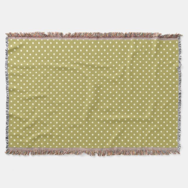 Vävda Throw Blanket Dots Mitten Grönt Cream Filt (Framsidan)