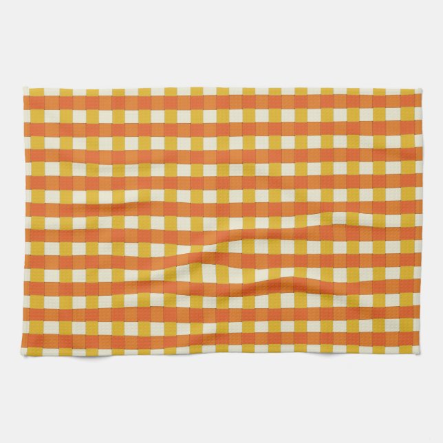 Vävda Vintagar, 70:s Orange Färg Kökshandduk (Horisontell)
