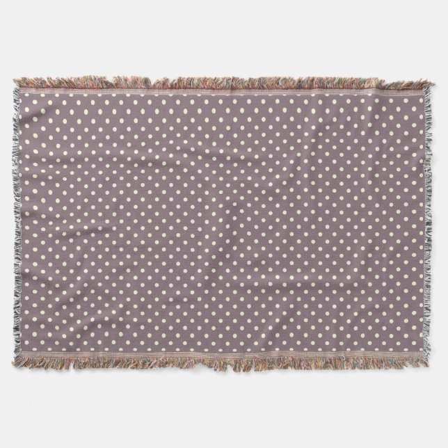 Vävda vrister Blanketpunkter Mörk Lila Cream Filt (Framsidan)
