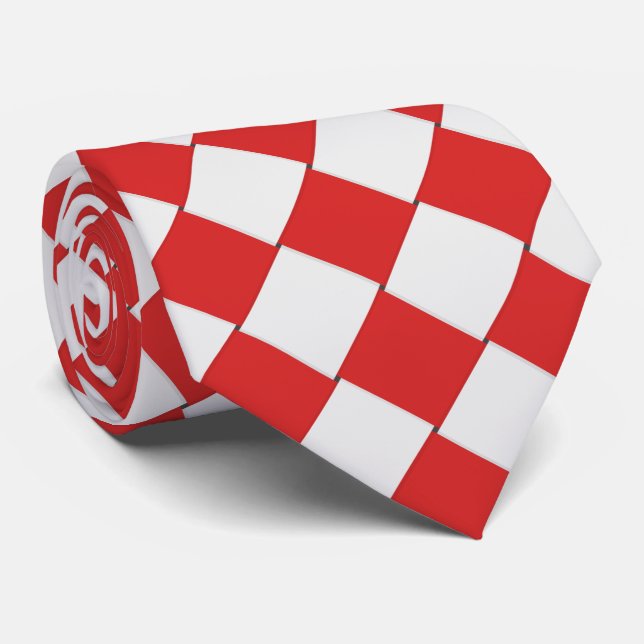 Vävde rött och vit belägger med tegel slips (Rullad)