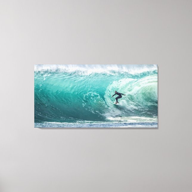 Vave, Surfer, vackert liggande Kanvastryck (Framsida)