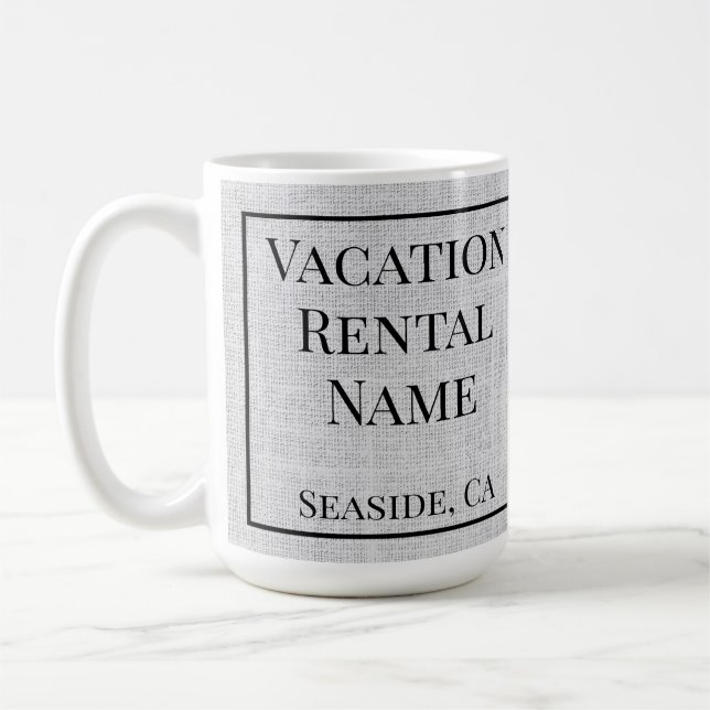 Vävn Linen Grått Airbnb Vacation Rental Beach Kaffemugg (Vänster)
