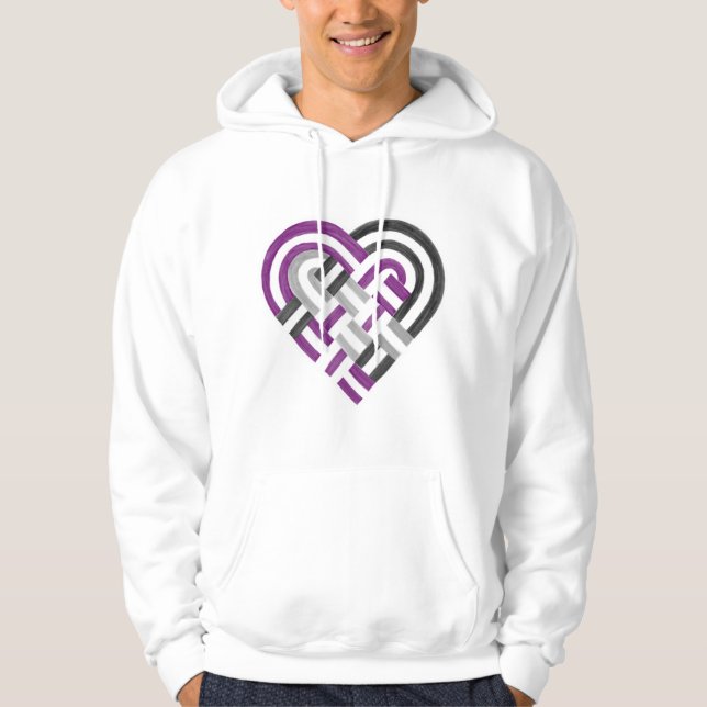 Vävnad Heart Ace ASexuellt Pride Flagga Grått Hoodie (Framsida)