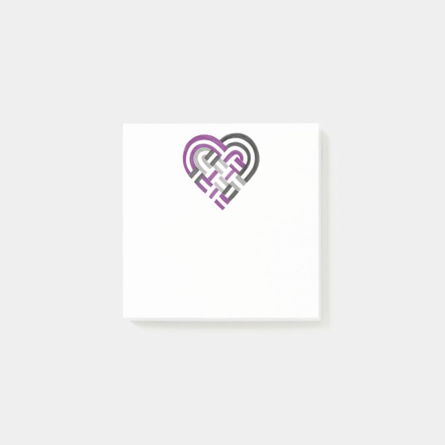 Vävnad Heart Ace ASexuellt Pride Flagga Grått Post-it Block (Framsida)