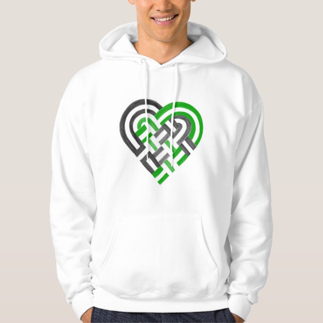 Vävnad Heart Neutrois Pride Flagga Black White Hoodie (Framsida)